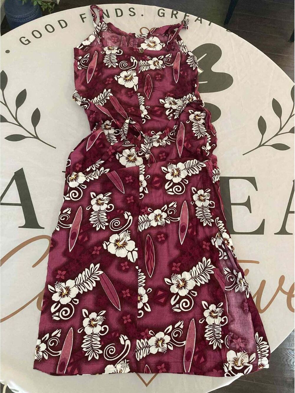 Clear Blue Sky Vintage Hawaiian Floral Midi Dress Size Small